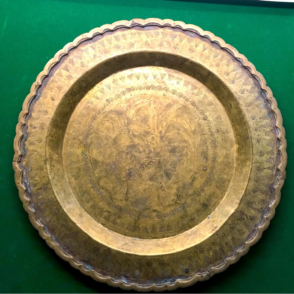 Year of the rabbit (Chinese zodiac) solid brass engraved Hong Kong plate.